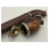 Vintage Wooden Smoking Pipe With Metal Lid Bowl 7 3/4" Imprinted With Switzerland