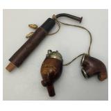 Vintage Wooden Smoking Pipe With Metal Lid Bowl 7 3/4" Imprinted With Switzerland