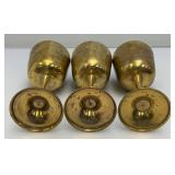 Set Of 6 Vintage Heavy Brass Gobblets 6 1/2" Tall marked Saudi Arabia In Velvet Case
