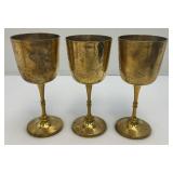 Set Of 6 Vintage Heavy Brass Gobblets 6 1/2" Tall marked Saudi Arabia In Velvet Case
