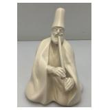 White Faience Figurine Turkish Smoking Man Sculpture 5 1/2"