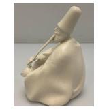 White Faience Figurine Turkish Smoking Man Sculpture 5 1/2"