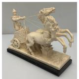 EST. $175.00 - $300.00 Vintage A. Santinik Roman Gladiator And Chariot Italian Sculpture With Initials AB 3" x  8" x 10 1/4"