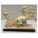 EST. $175.00 - $300.00 Vintage A. Santinik Roman Gladiator And Chariot Italian Sculpture With Initials AB 3" x  8" x 10 1/4"
