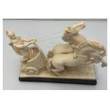 EST. $175.00 - $300.00 Vintage A. Santinik Roman Gladiator And Chariot Italian Sculpture With Initials AB 3" x  8" x 10 1/4"