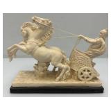 EST. $175.00 - $300.00 Vintage A. Santinik Roman Gladiator And Chariot Italian Sculpture With Initials AB 3" x  8" x 10 1/4"