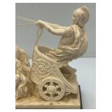 EST. $175.00 - $300.00 Vintage A. Santinik Roman Gladiator And Chariot Italian Sculpture With Initials AB 3" x  8" x 10 1/4"