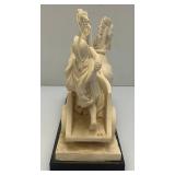 EST. $175.00 - $300.00 Vintage A. Santinik Roman Gladiator And Chariot Italian Sculpture With Initials AB 3" x  8" x 10 1/4"