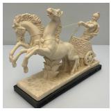 EST. $175.00 - $300.00 Vintage A. Santinik Roman Gladiator And Chariot Italian Sculpture With Initials AB 3" x  8" x 10 1/4"