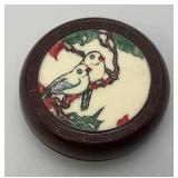 Vintage 2 1/2" Chinese Collectible Hand Painted Bird Design Ink Well With Ink