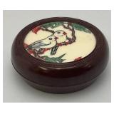 Vintage 2 1/2" Chinese Collectible Hand Painted Bird Design Ink Well With Ink