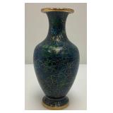 Vintage Chinese Floral Cloisonne Enameled Vase 8 1/8"