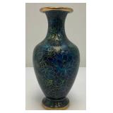 Vintage Chinese Floral Cloisonne Enameled Vase 8 1/8"