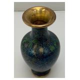 Vintage Chinese Floral Cloisonne Enameled Vase 8 1/8"