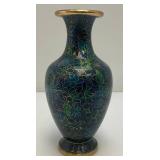 Vintage Chinese Floral Cloisonne Enameled Vase 8 1/8"