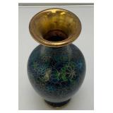 Vintage Chinese Floral Cloisonne Enameled Vase 8 1/8"