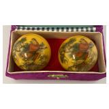 Very Old Chinese Jade ? Qiqong Balls Set With Samuri With Tiger In Original Box