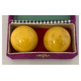 Very Old Chinese Jade ? Qiqong Balls Set With Samuri With Tiger In Original Box