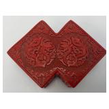Vintage Unique Mid-Century Red Chinese Cinnabar Lacquered Box 2 1/4" x 4 1/2" x 6 1/2"
