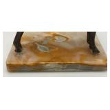 Vintage Bronze Horse And Onyx Ashtray 7" x 7 3/4" x 8 1/4"