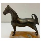 Vintage Bronze Horse And Onyx Ashtray 7" x 7 3/4" x 8 1/4"