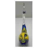 Vintage Johanfors Sweden Hand blown Dolphin Sculpture 5" x 6 1/2"  With label