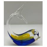 Vintage Johanfors Sweden Hand blown Dolphin Sculpture 5" x 6 1/2"  With label