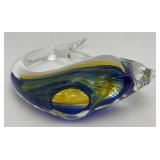 Vintage Johanfors Sweden Hand blown Dolphin Sculpture 5" x 6 1/2"  With label