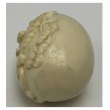 Vintage Ivory Colored Hand Carved Oriental Themed Egg 1 1/2" x 2 1/2"