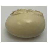 Vintage Ivory Colored Hand Carved Oriental Themed Egg 1 1/2" x 2 1/2"