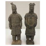 Misc. Collectible Terracotta Chinese Warriors And Horse (Has Repaired Ear And One Warrior Has Missing Hair piece (Most Are 8")