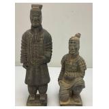 Misc. Collectible Terracotta Chinese Warriors And Horse (Has Repaired Ear And One Warrior Has Missing Hair piece (Most Are 8")