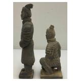 Misc. Collectible Terracotta Chinese Warriors And Horse (Has Repaired Ear And One Warrior Has Missing Hair piece (Most Are 8")
