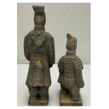 Misc. Collectible Terracotta Chinese Warriors And Horse (Has Repaired Ear And One Warrior Has Missing Hair piece (Most Are 8")