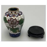 2" Miniature Vintage Chinese Cloisonne Vase With Base