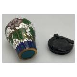 2" Miniature Vintage Chinese Cloisonne Vase With Base