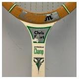 Two Vintage Tennis Rackets And Protective Holders One Is Chris Evert Wilson And One Is Bangcroft Streamline