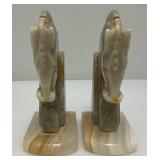 Vintage Set Of Trojan Horse Head Bookends Carved From Onyx 6 1/4" Tall
