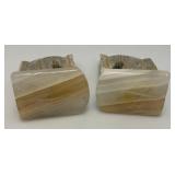 Vintage Set Of Trojan Horse Head Bookends Carved From Onyx 6 1/4" Tall