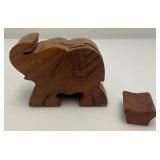 Vintage Collectible Elephant Puzzle Box 3 1/2" x 4 1/2"