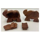 Vintage Collectible Elephant Puzzle Box 3 1/2" x 4 1/2"