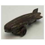 Vintage RARE Cast Iron Miniature Graf Zepplin Blimp Toy 4 1/2"
