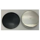Vintage Oneida Silver Plated Trinket Box Black Bakelite Lid With Bird Inlay 6 1/4"