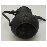 Very Heavy Miniature Etched Turkish Style Brass Teapot 7"