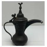Vintage Etched Brass Turkish Style Teapot 9 1/2"