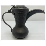 Vintage Etched Brass Turkish Style Teapot 9 1/2"