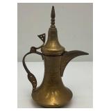 Vintage Etched Brass Turkish Style Teapot 7 1/2"