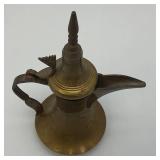 Vintage Etched Brass Turkish Style Teapot 7 1/2"
