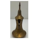 Vintage Etched Brass Turkish Style Teapot 7 1/2"