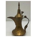 Vintage Etched Brass Turkish Style Teapot 7 1/2"